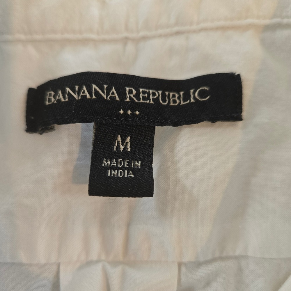 Banana Republic Shirt Womans Medium White 100% Cotton Button Down Pocket - Picture 5 of 9